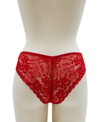 Culotte rouge en dentelle avec nœud en satin 